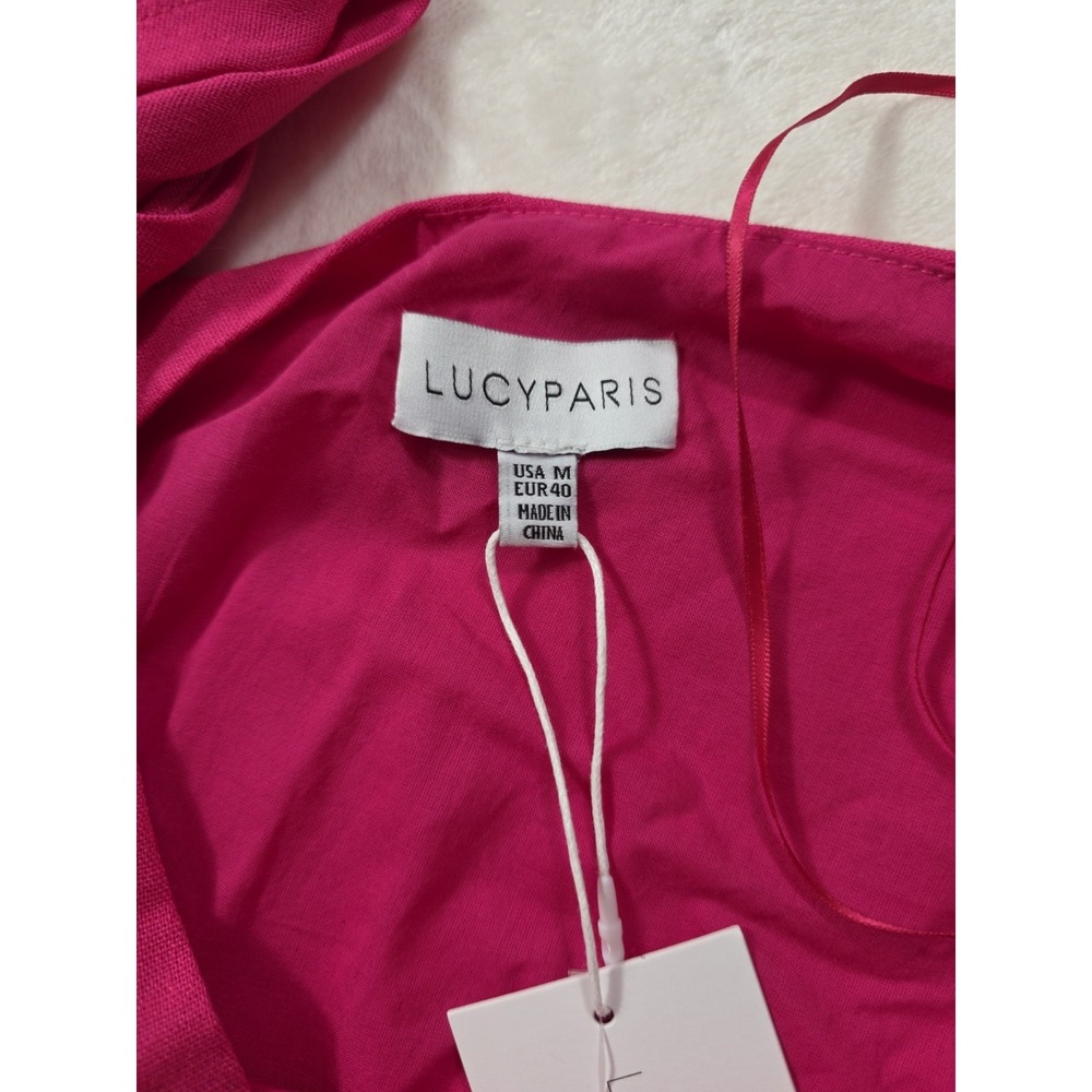 Lucy Paris Sabrina One Shoulder Maxi Dress Fuchsia Pink M NWT $125 - Picture 5 of 13